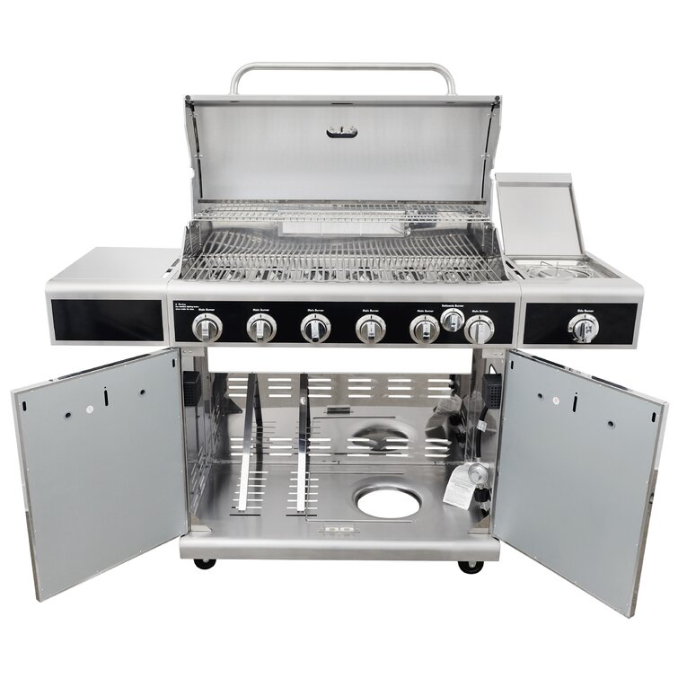 6 burner gas shop bbq with rotisserie